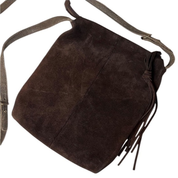 HOBO INTERNATIONAL BROWN SUEDE TASSEL PURSE BAG - Picture 1 of 16